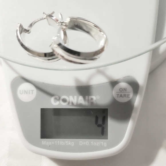 JCM 925 Sterling Silver wide Hoop Hoops Earrings - Picture 8 of 9